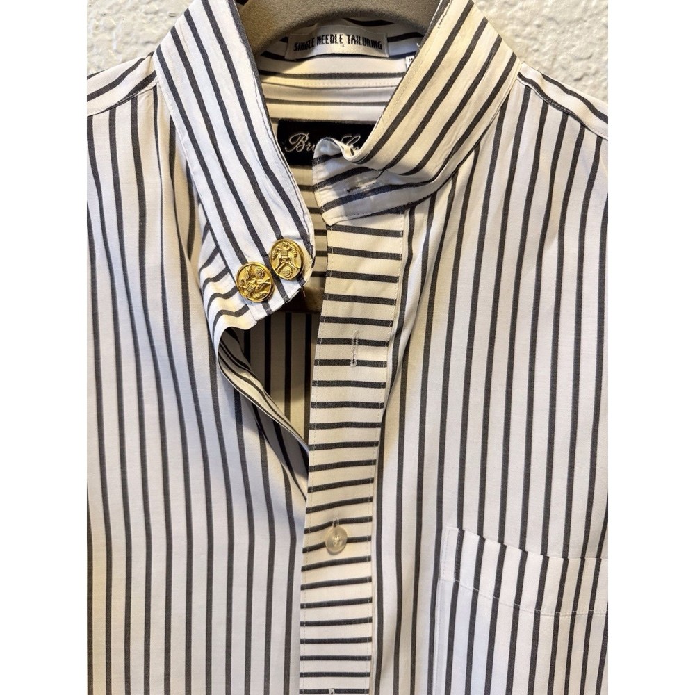 Bruno Conte Mens Dress Shirt Size 15-1/2 White Striped French Cuffs Button Up - Picture 5 of 7